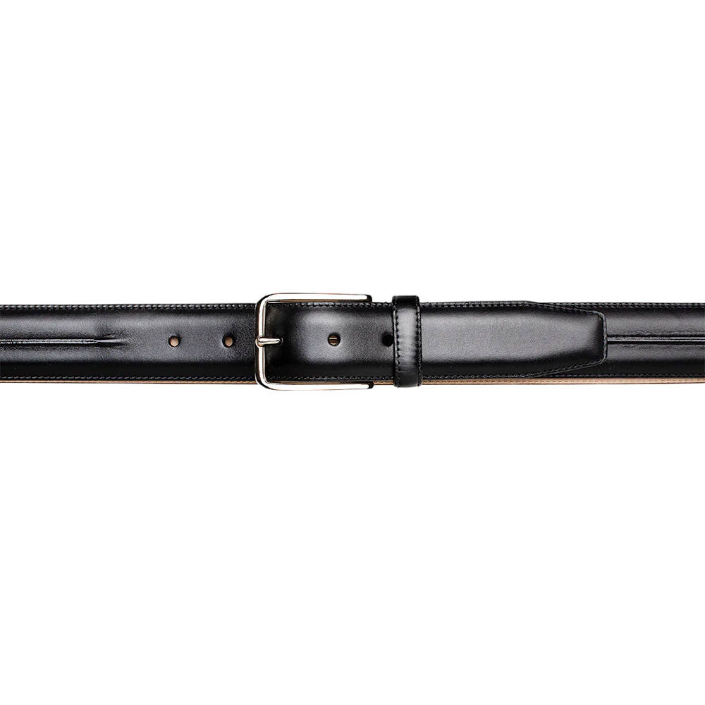 Mezlan Men's Classic Center Piperd Calfskin Belt in Black