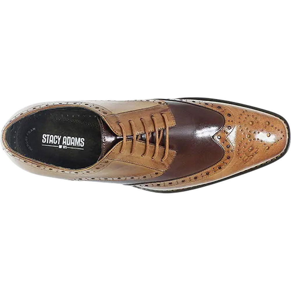 Tinsley Tan & Brown Buffalo Leather Wingtip Oxfords by Stacy Adams