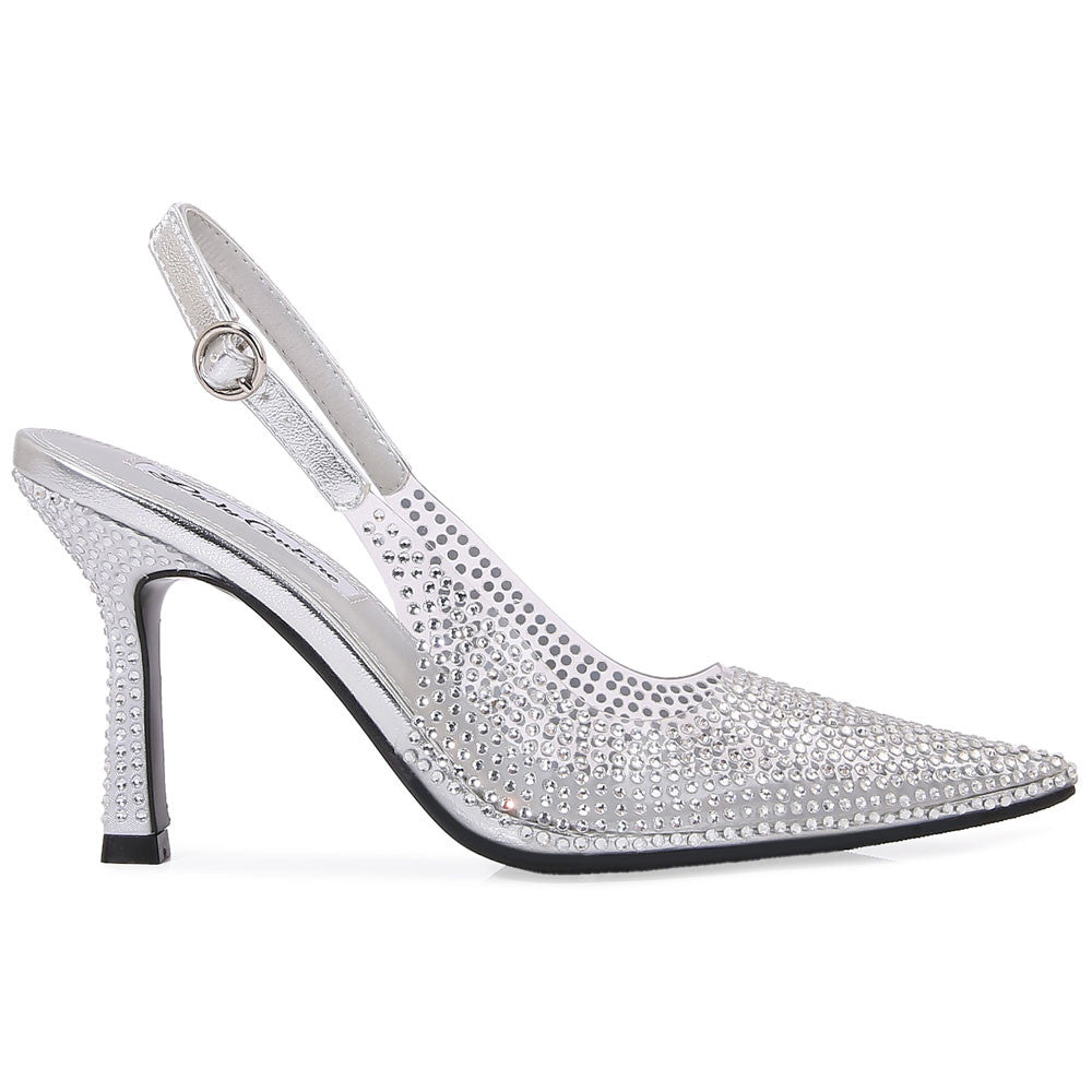 Lady Couture Irene 3.5” High Heel Pumps in Silver