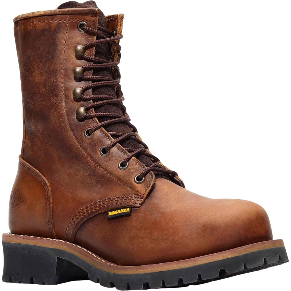 Bonanza 9" Steel Toe Crazy Brown Logger Work Boots