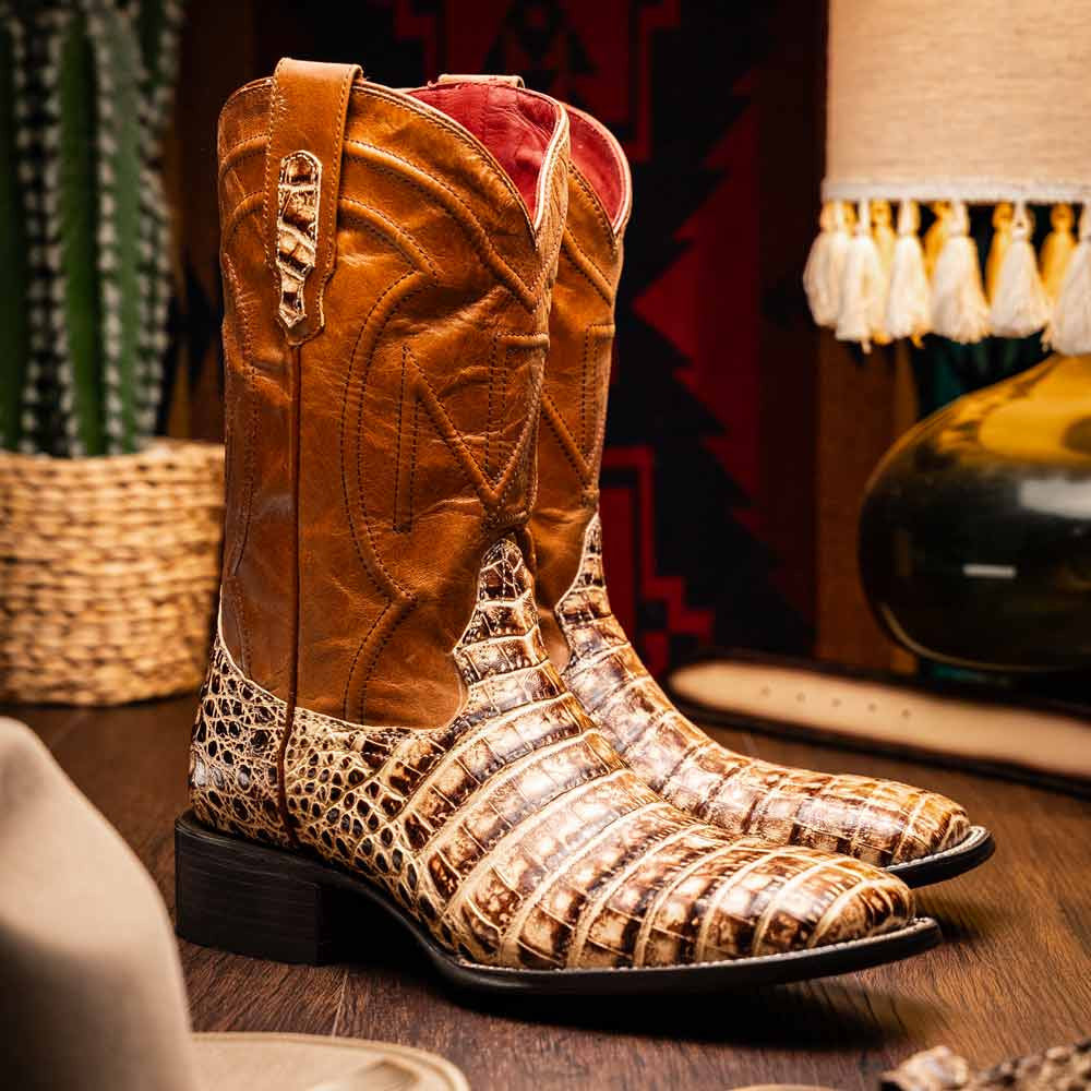 Tucson Genuine Caiman Belly Skin Stone Orix Cowboy Boot | Marco Di Milano Western Boots