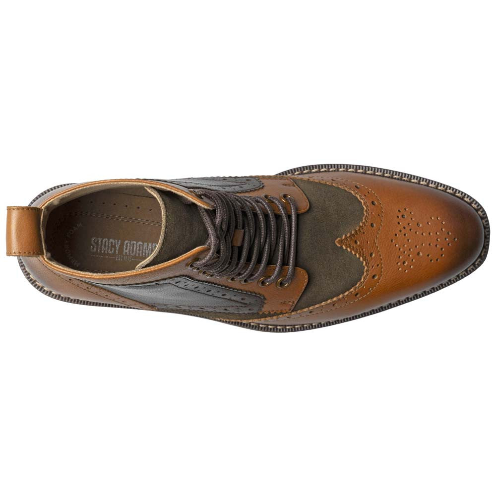 Stacy Adams Finnegan Wingtip Lace-Up Boot - Olive Multi