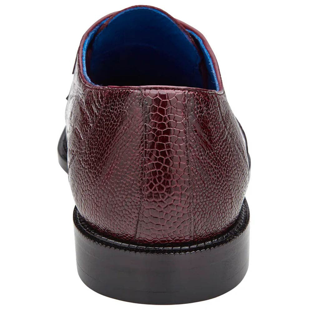 Belvedere Siena Men's Burgundy Genuine Ostrich Skin Lace-Up Shoes
