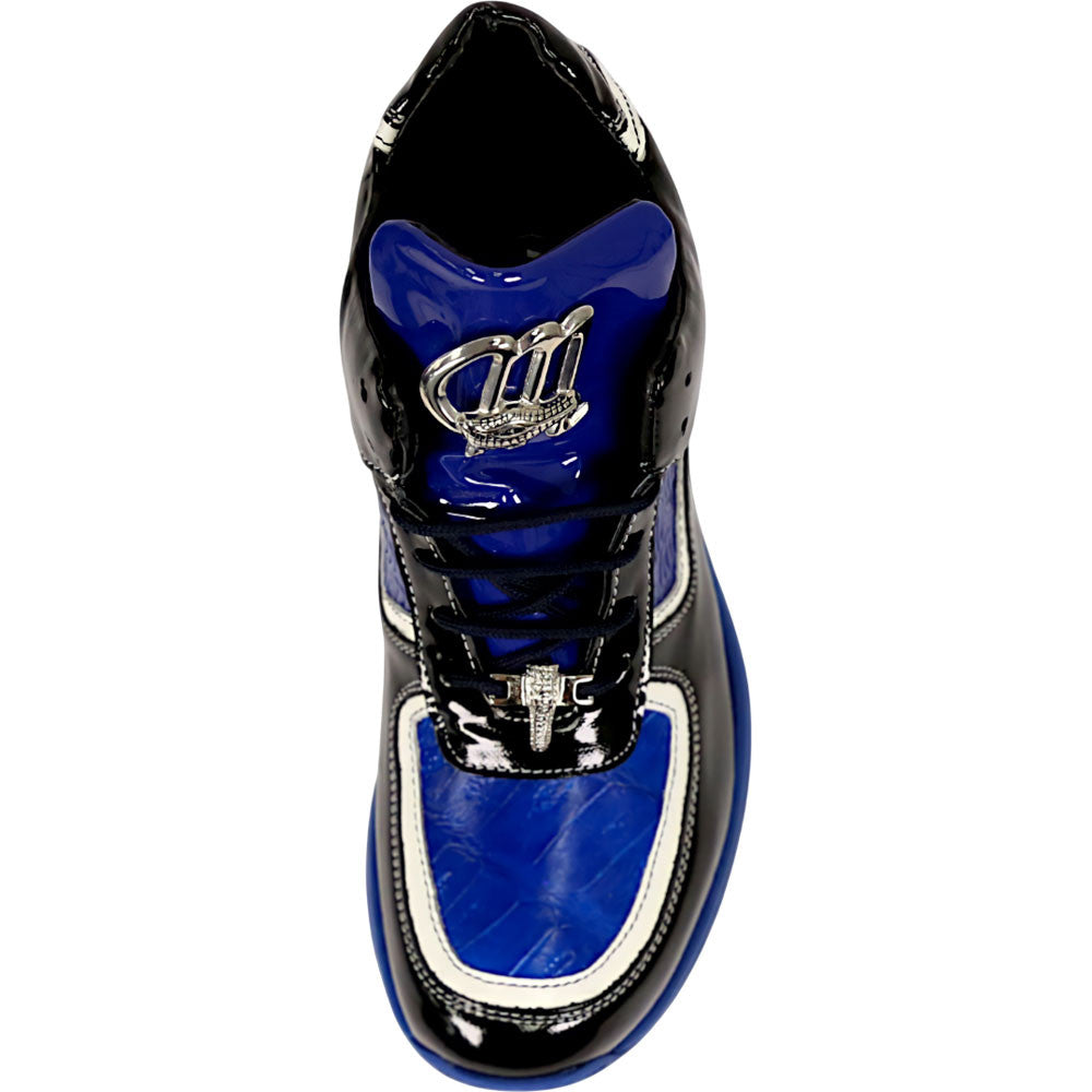 Mauri Quick Men's Black / Blue Baby Croc / Patent Leather High-Top Sneakers