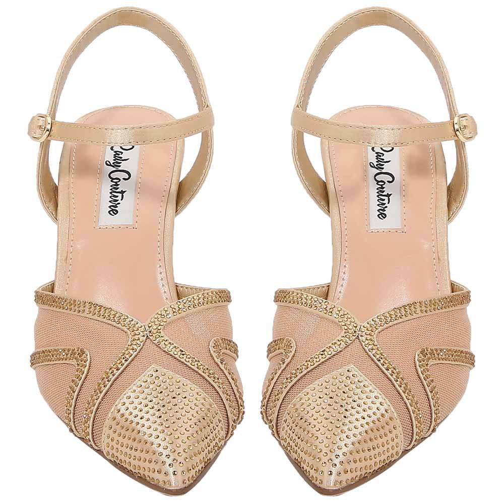 Lady Couture Gala 3.5” Sculpted Heel Pumps in Gold