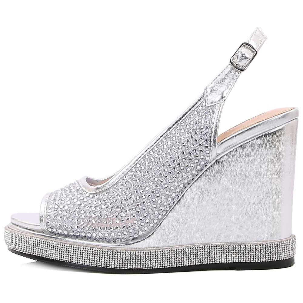 Lady Couture Belair 4” Wedge Sandals in Silver
