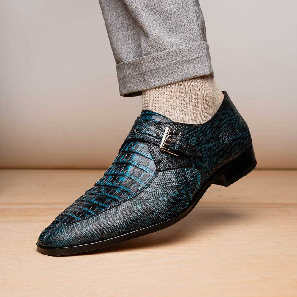 Toluca Genuine Crocodile and Lizard Skin Monk Strap | Marco Di Milano Exotic