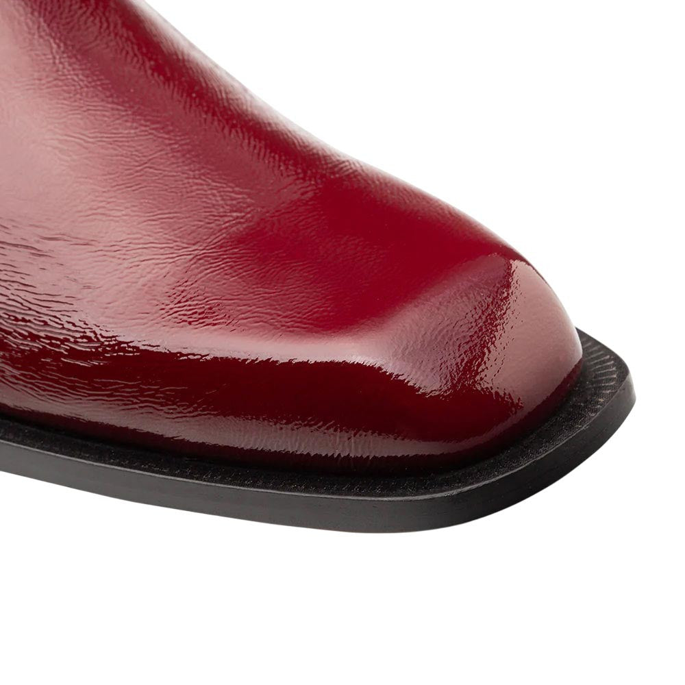 Buscemi Hi-Shine Square Toe Ornament Burgundy Boot | Mezlan Dress Boot for Men