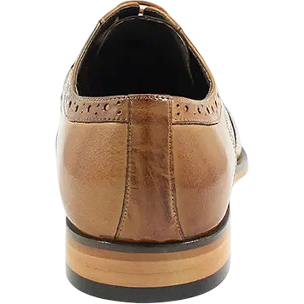 Tinsley Tan & Brown Buffalo Leather Wingtip Oxfords by Stacy Adams