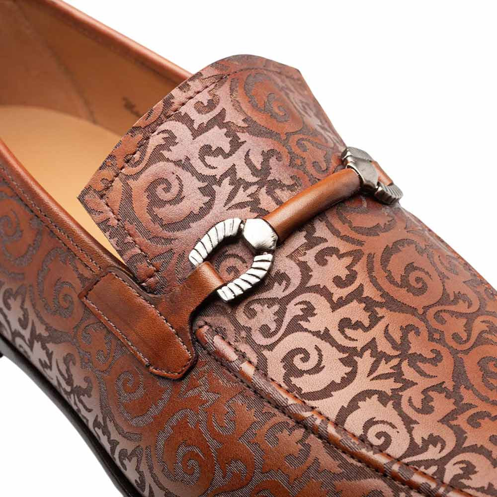 Mezlan Men's Alcaraz Laser-Embossed Bit-Saddle Slip-On in Cognac