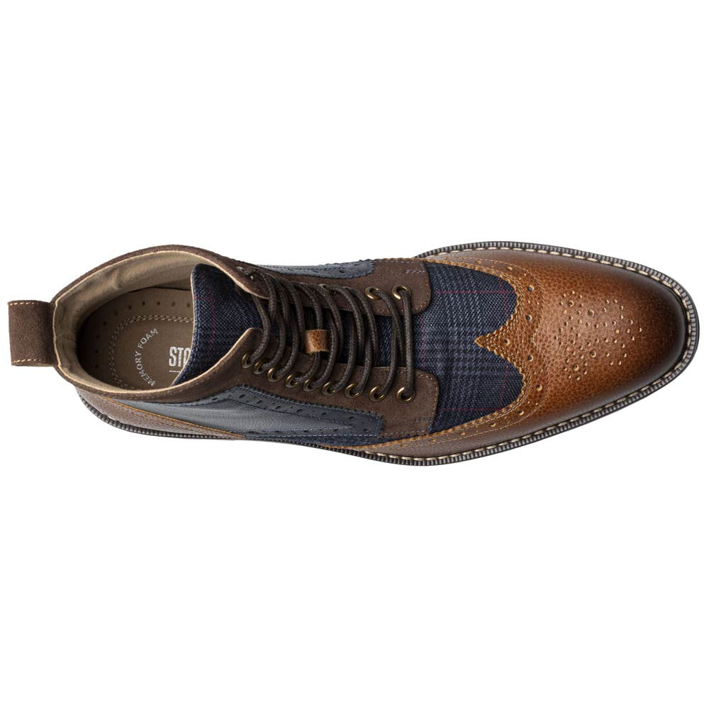 Finnegan Wingtip Lace Up Casual | Stacy Adams Casual Shoes in Cognac & Navy Multi for Men
