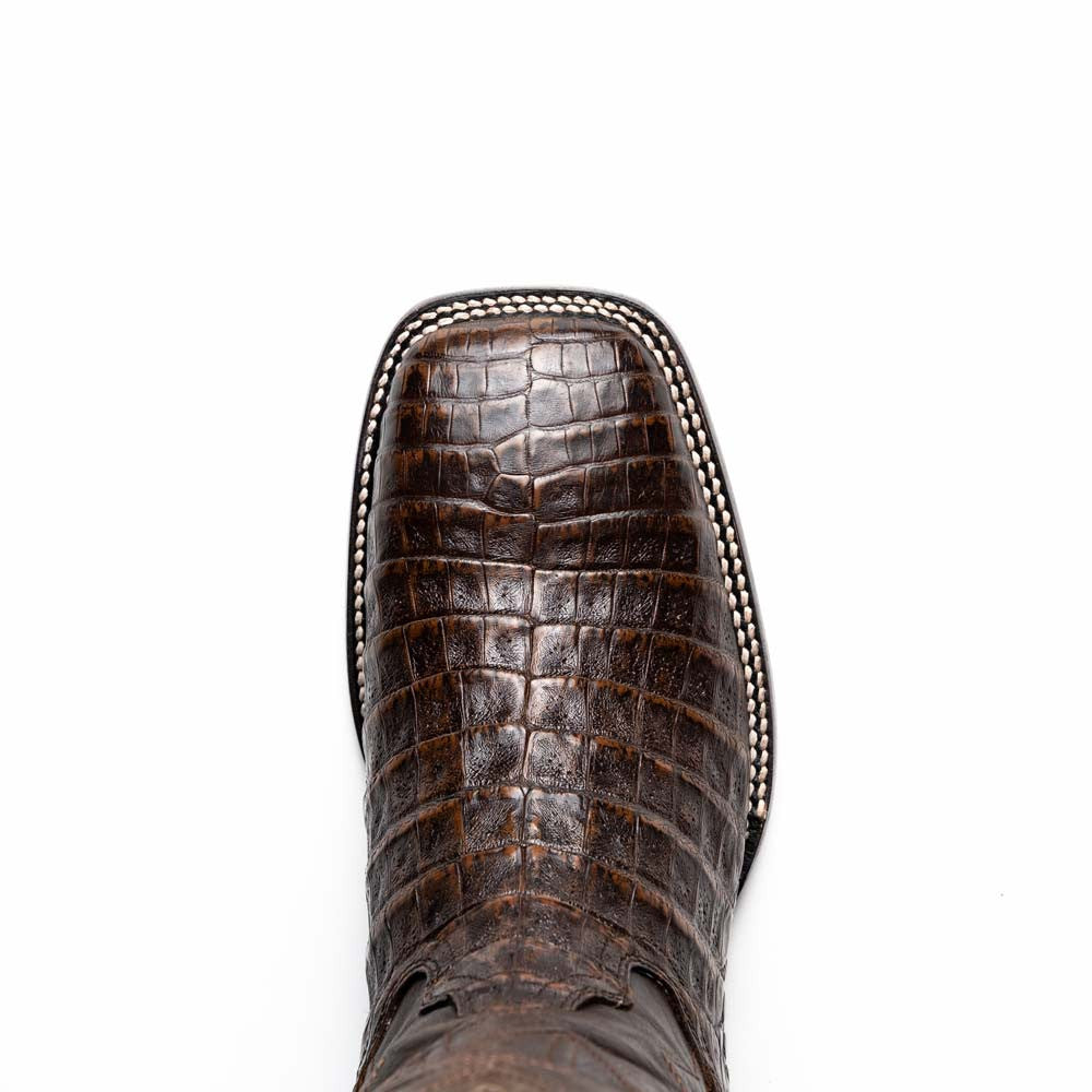 Tucson Genuine Caiman Belly Skin Aged Brown Cowboy Boot | Marco Di Milano Western Boots