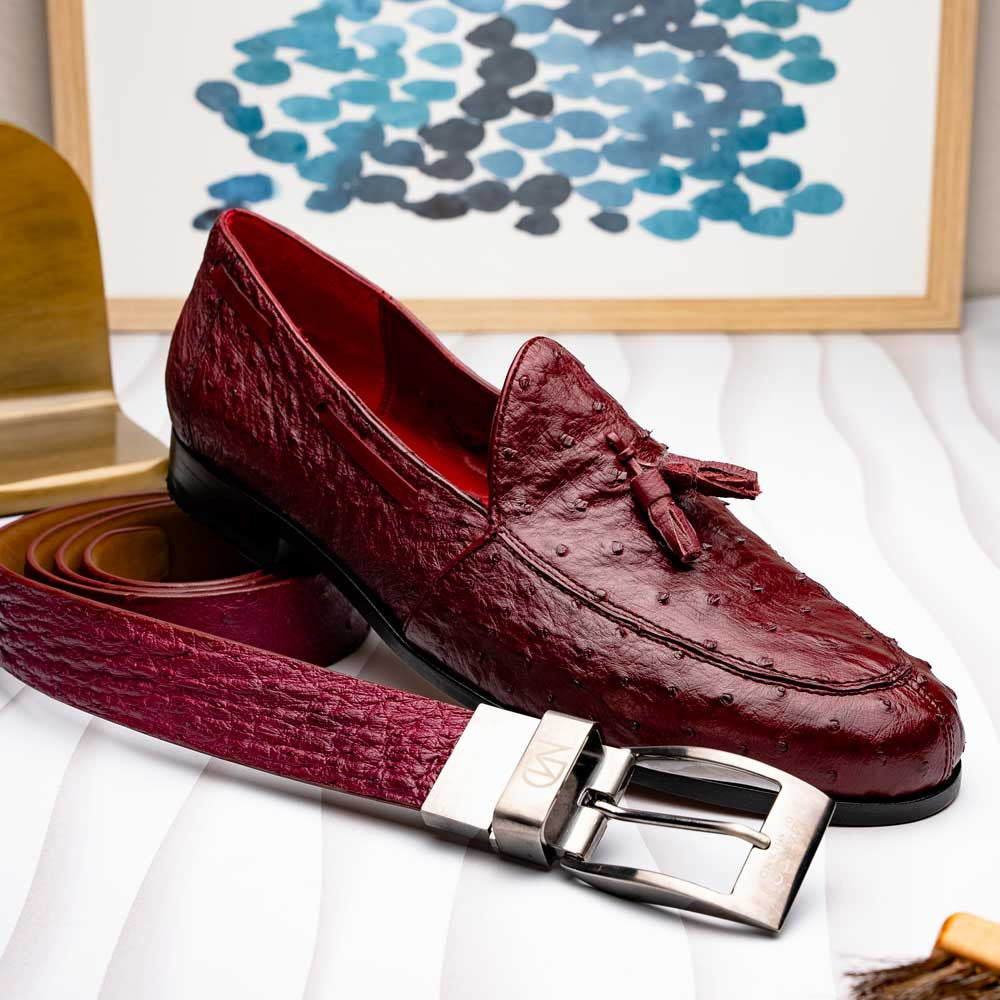 Marco Di Milano Aubiere Wine Ostrich Loafers