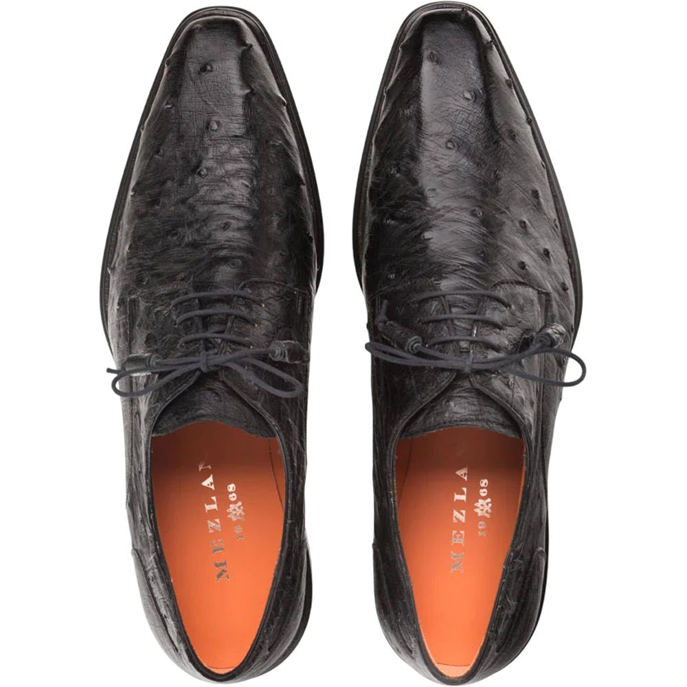 Mezlan Men's Tillson Exotic Ostrich Blucher in Black