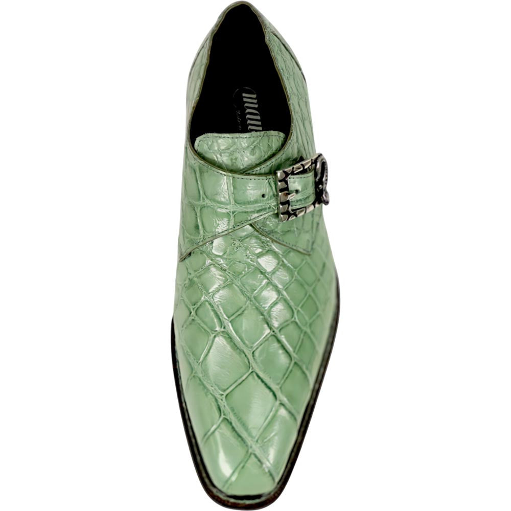 Mauri Shadow Men's Light Leaf Exotic Alligator Single Monk-Strap Shoes