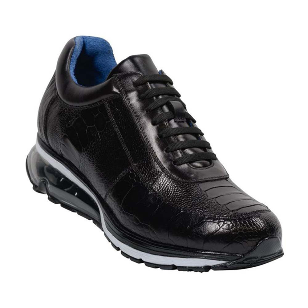 Belvedere Todd Men's Black Genuine Ostrich & Soft Calf Sneaker