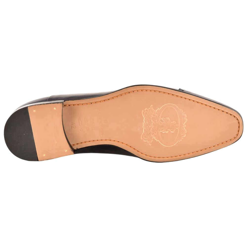 Corrente Men's Patent Leather Cap-Toe Oxford - Navy
