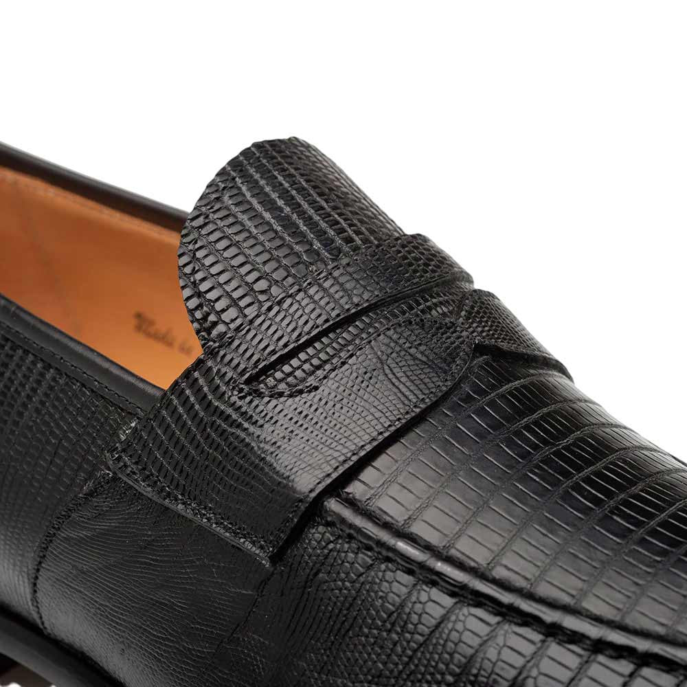 Mezlan Men's Mayor Lizard Penny Loafer in Black
