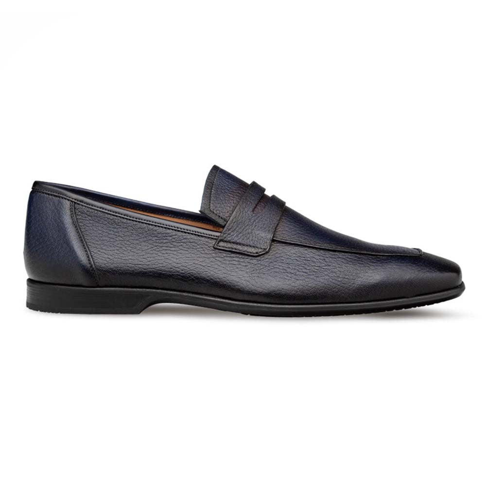 MEZLAN Men's Deerskin Blue Penny Loafer