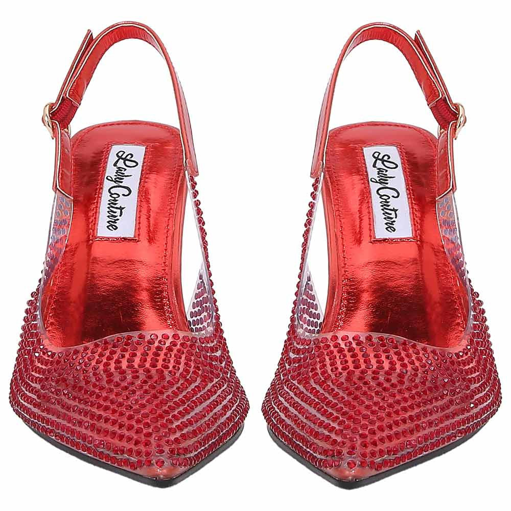 Lady Couture Irene 3.5” High Heel Pumps in Red