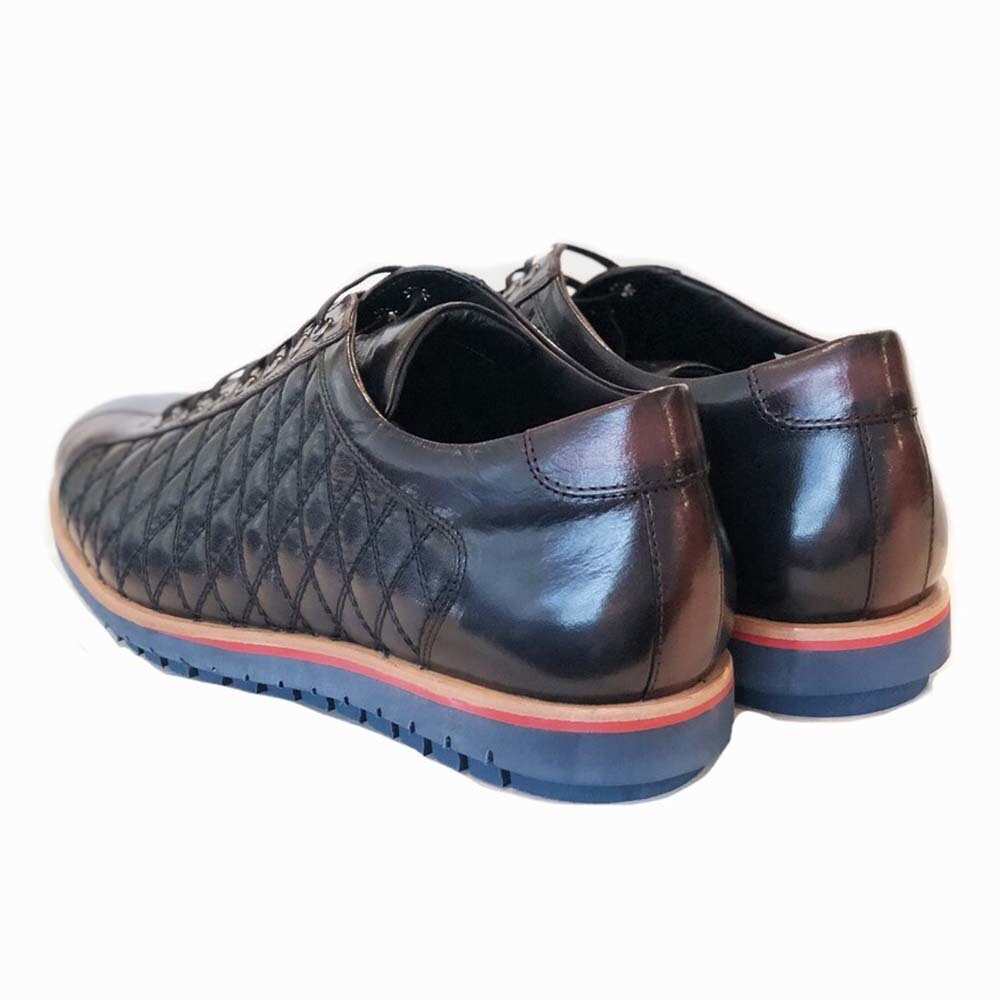 Corrente Navy & Brown Leather Men’s Fashion Sneakers