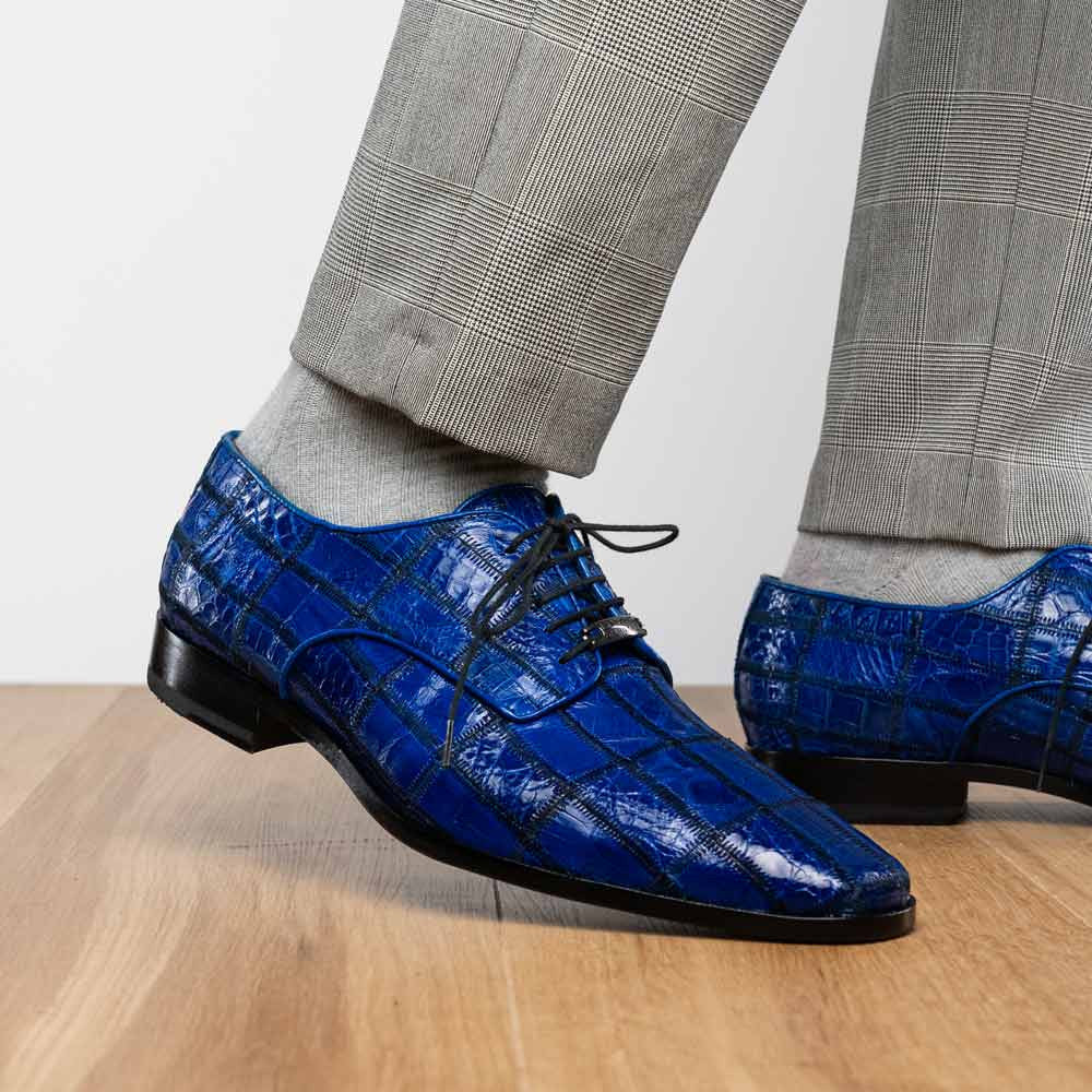 Asti Genuine Caiman Crocodile Skin Patchwork Derby | MARCO DI MILANO