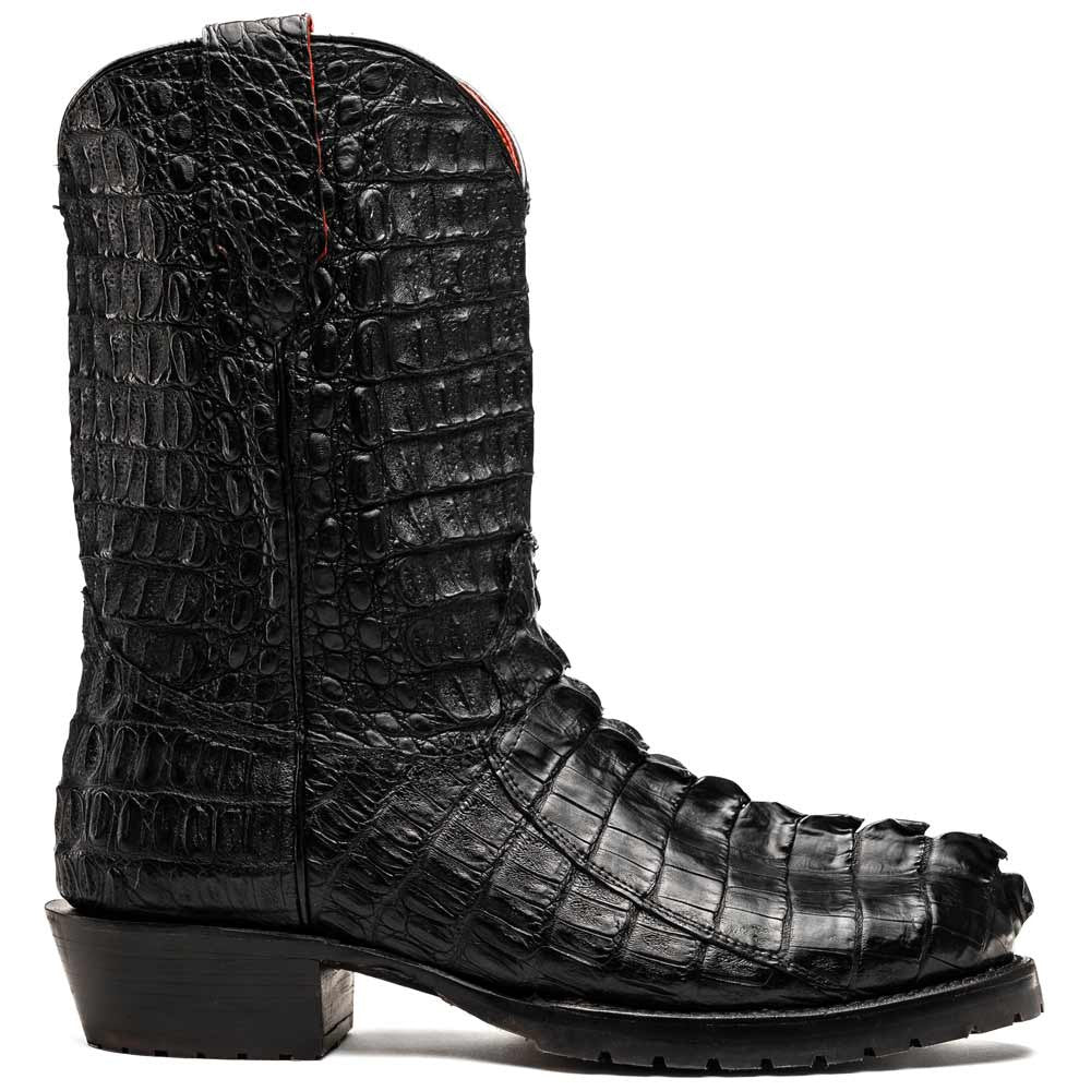 Marlboro Genuine Hornback Caiman Skin Black Cowboy Boot | Marco Di Milano Western Boots