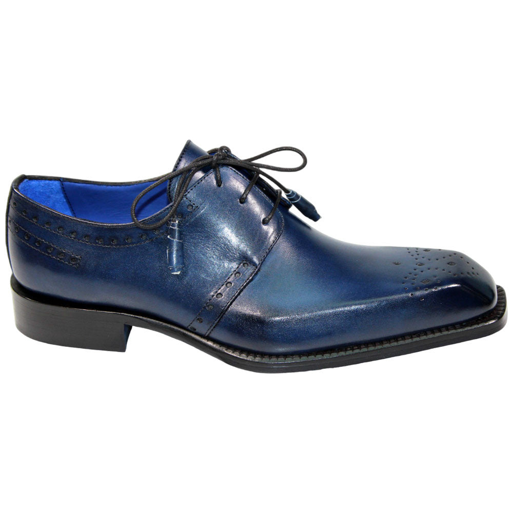 EMILIO FRANCO Lando Navy Calf-Skin Leather Oxfords Shoes