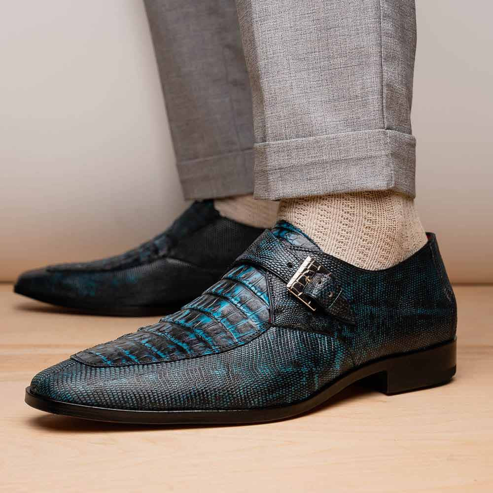 Toluca Genuine Crocodile and Lizard Skin Monk Strap | Marco Di Milano Exotic