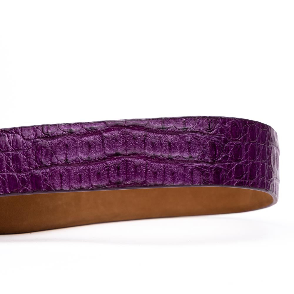 Silvio Genuine Caiman Fuscus-Back Purple Belt with a Silver Buckle | Marco Di Milano Exotic Belt