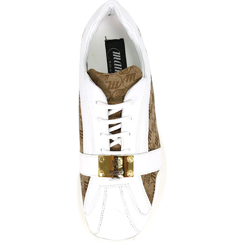 Mauri Kingsman Men's White / Beige Exotic Crocodile / Fabric / Nappa / Patent Leather Casual Sneaker