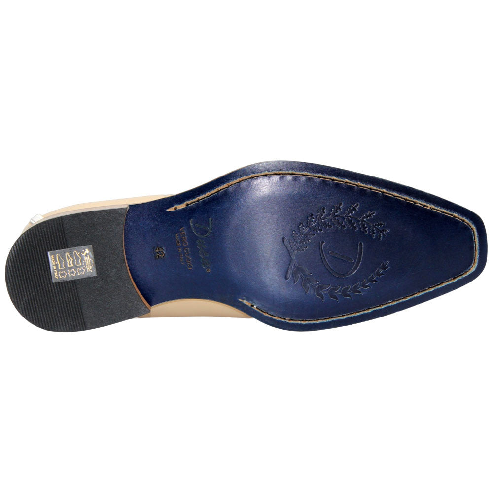 Fano Beige & White Patent Leather Slip On | Duca Dress Loafers for Men