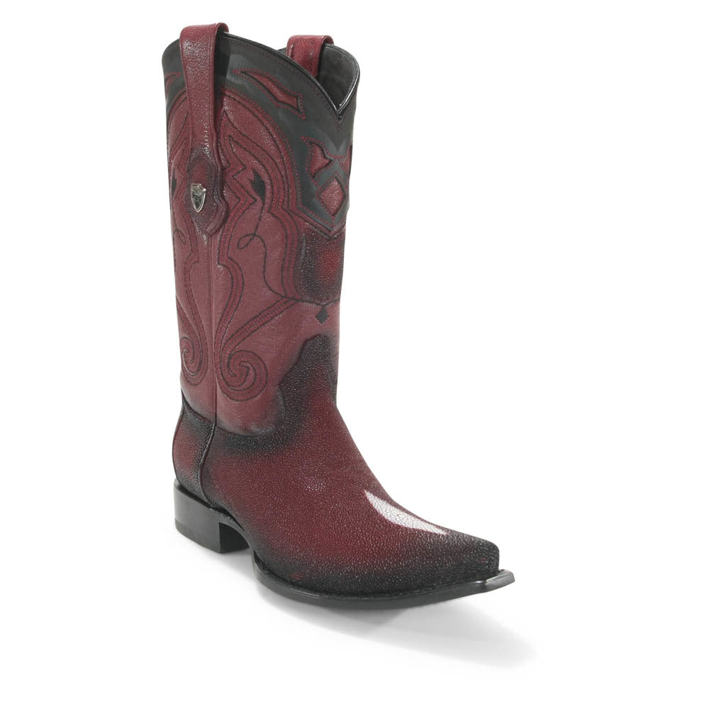 Wild West Burgundy Single Stone Stingray Snip Toe Boots