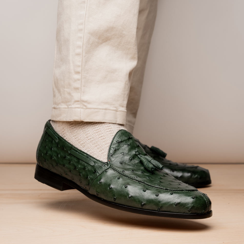 Marco Di Milano Aubiere Forest Green Ostrich Loafers