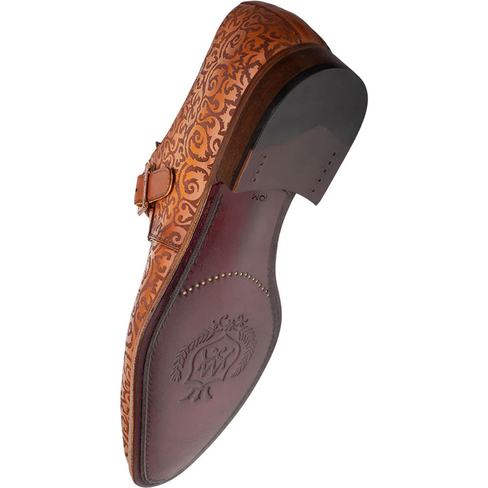Mezlan Men's Soria Decoratively Embossed Monk Strap in Camel