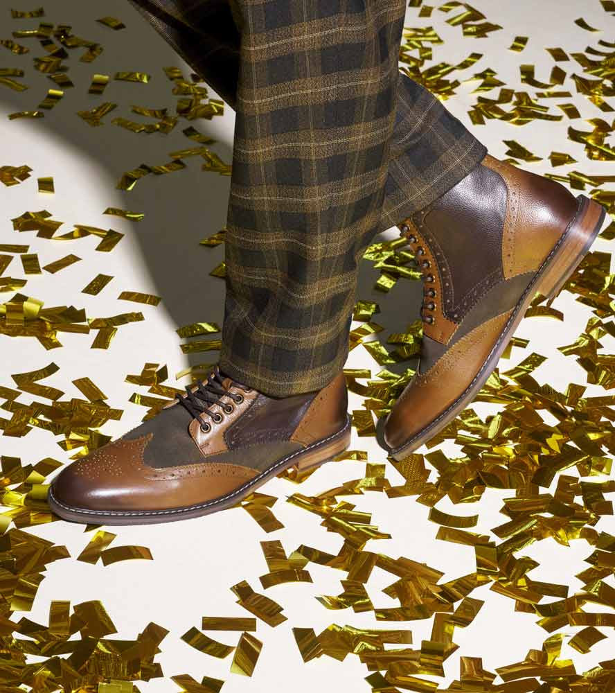 Finnegan Wingtip Lace Up Casual | Stacy Adams Casual Shoes in Olive Multi for Men