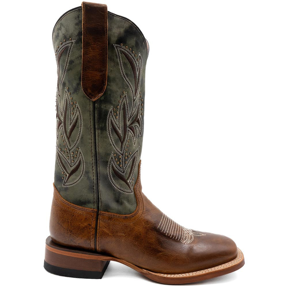 Ferrini Women’s Maggie Brown Square Toe Leather Cowboy Boots