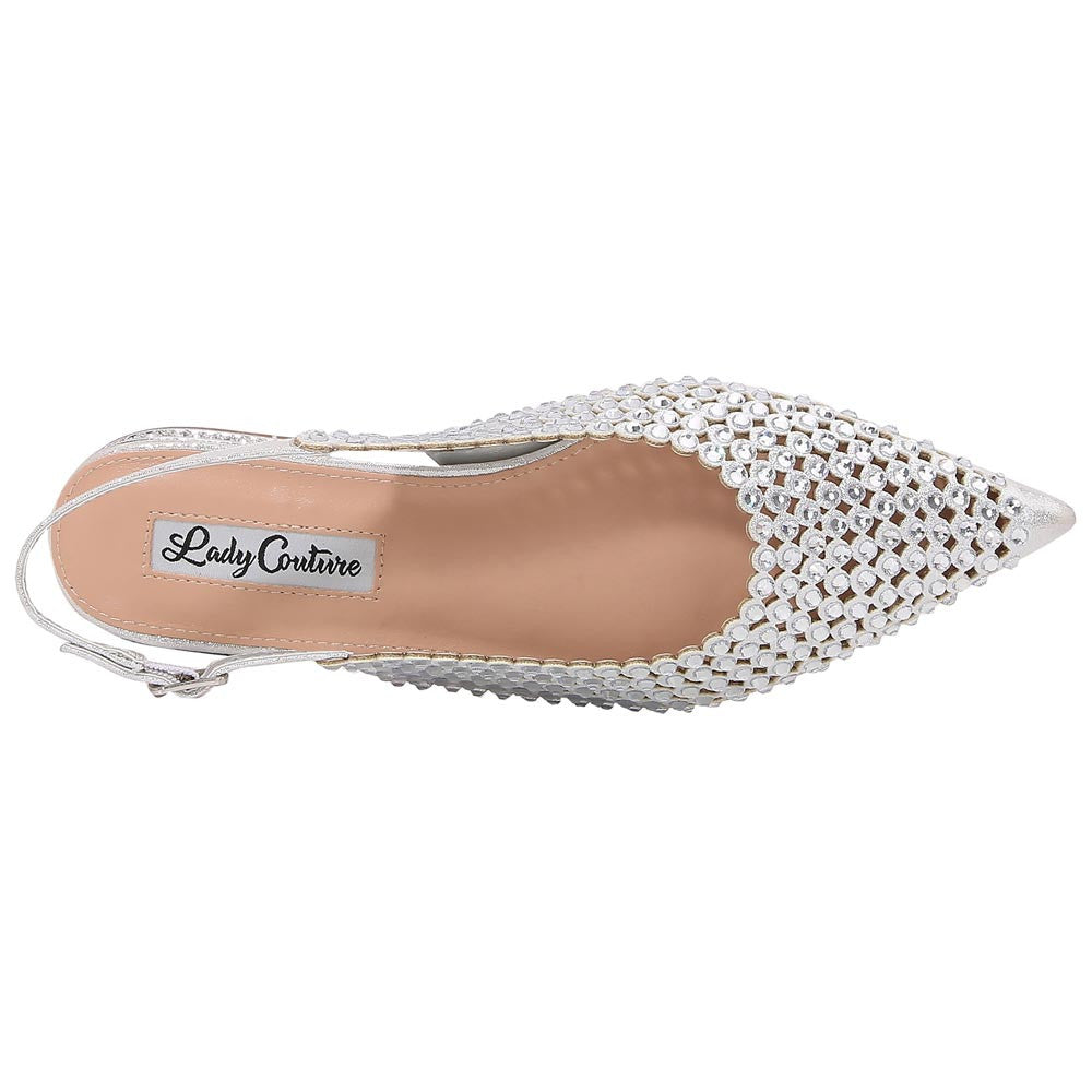 Lady Couture 0.75” Heel Emmy Flats in Silver