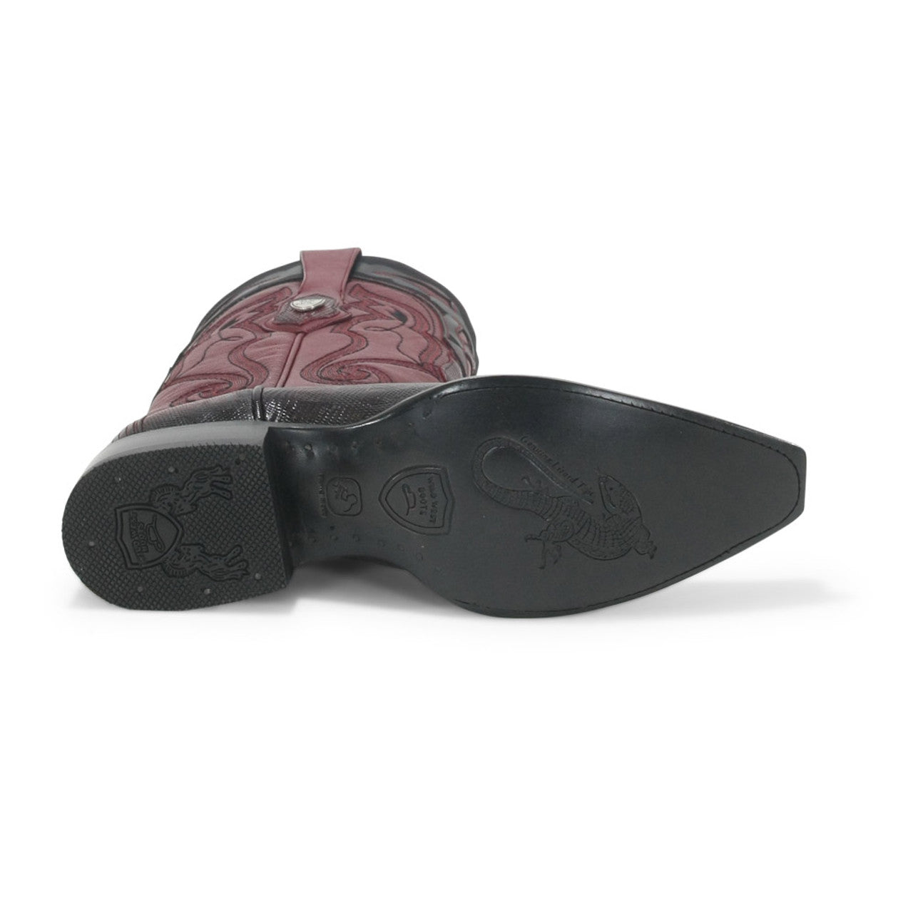Wild West Burgundy Teju Lizard Snip Toe Boots