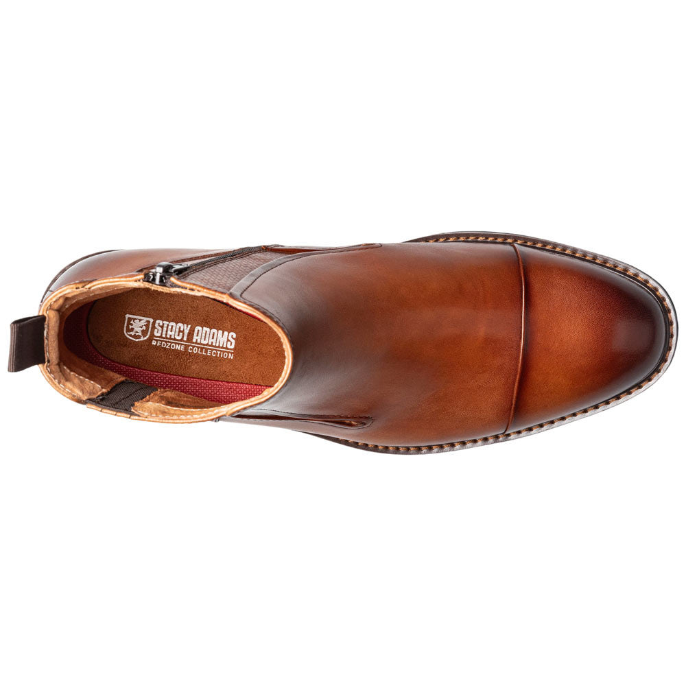 Stacy Adams Berkshire Cap Toe Side Zip Boot - Brandy