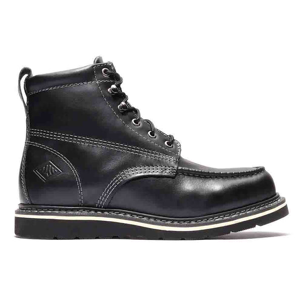BONANZA Jet Black Full Grain Saddle Leather Work Boot