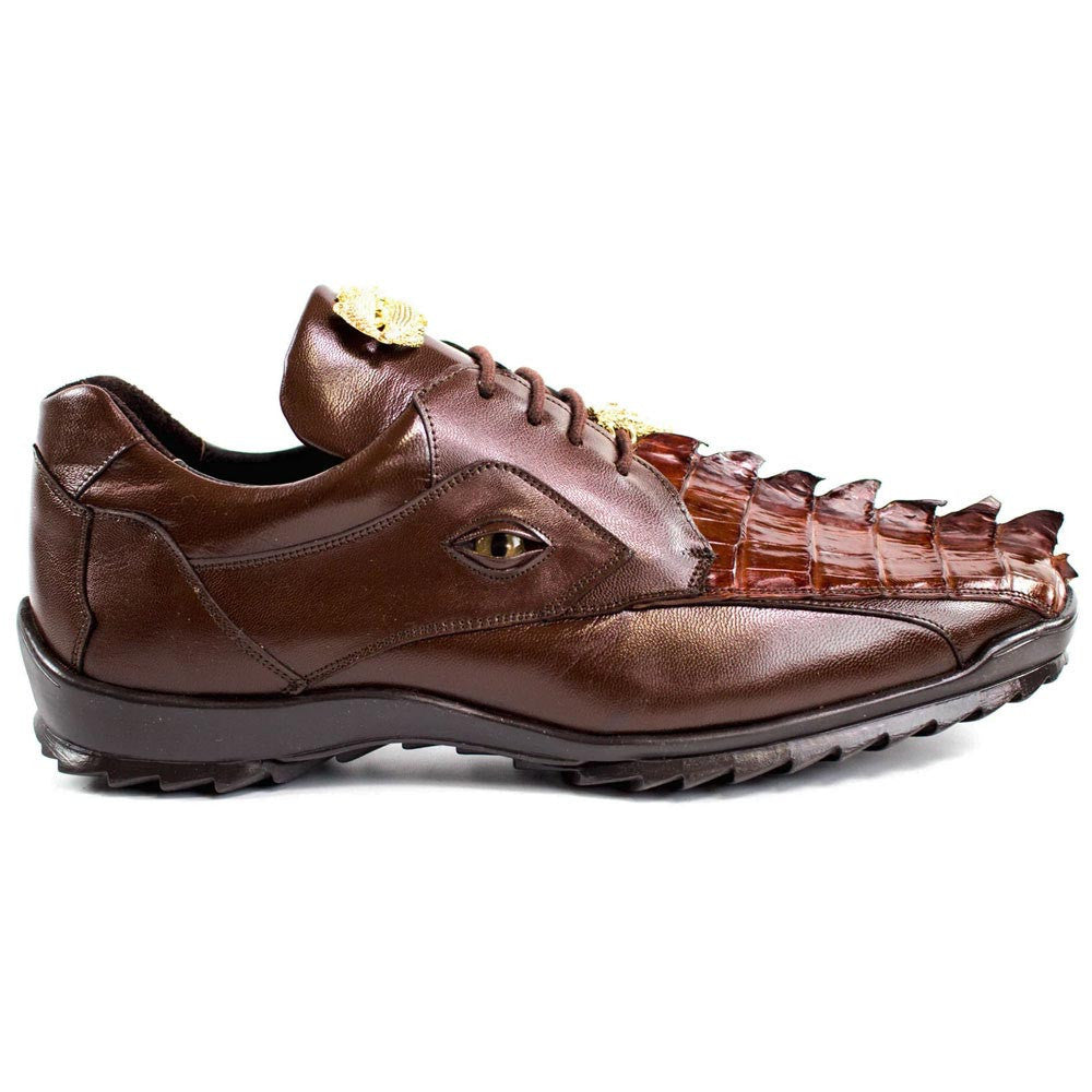 Belvedere Vasco Men's Tabac Brown Hornback Crocodile & Soft Calf Sneaker