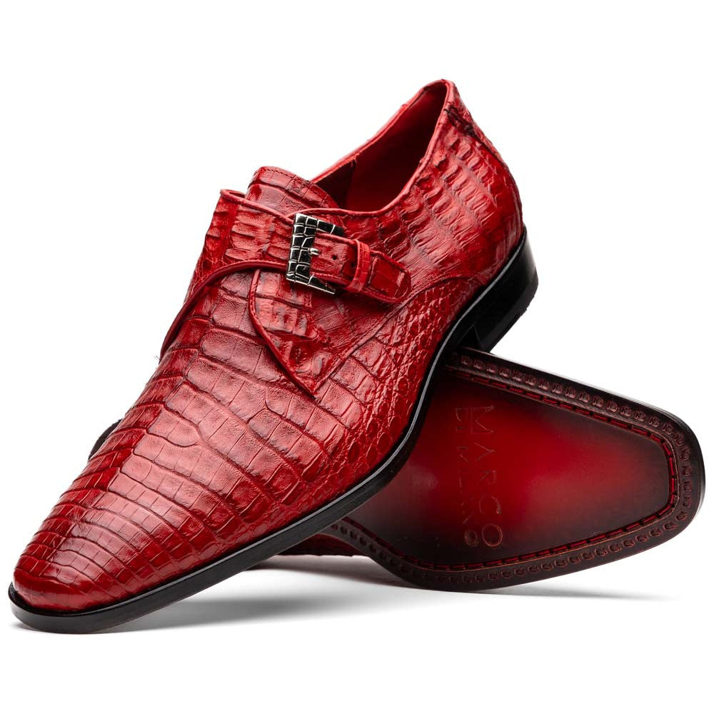 Rovigo Red Men’s Genuine Caiman Crocodile Dress Monk Strap | Marco Di Milano