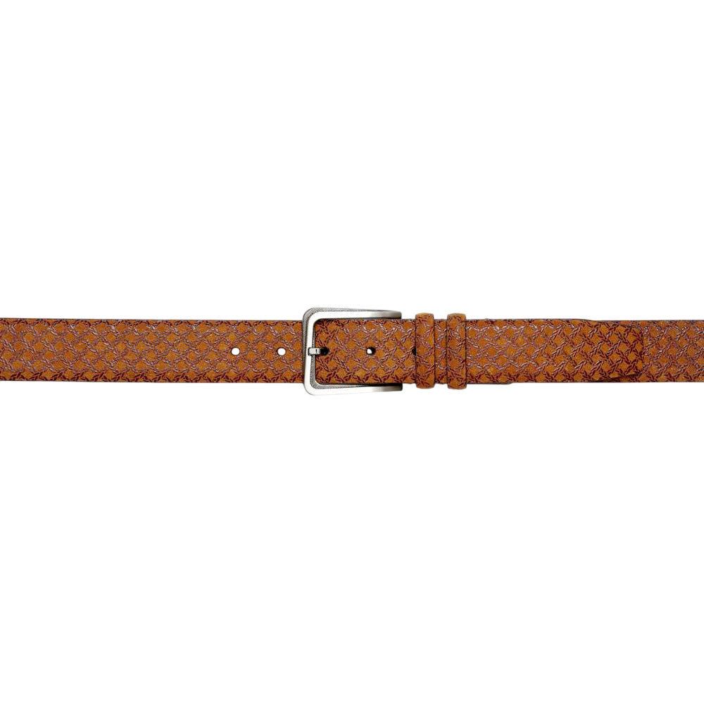 Mezlan Men's Printed Suede and Calf Trim Belt in Tan