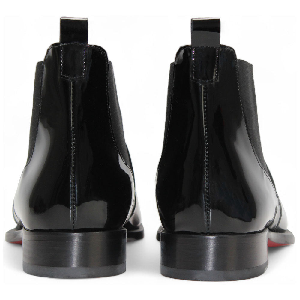 Emilio Franco Leonardo Black Patent Leather Chelsea Dress Boots
