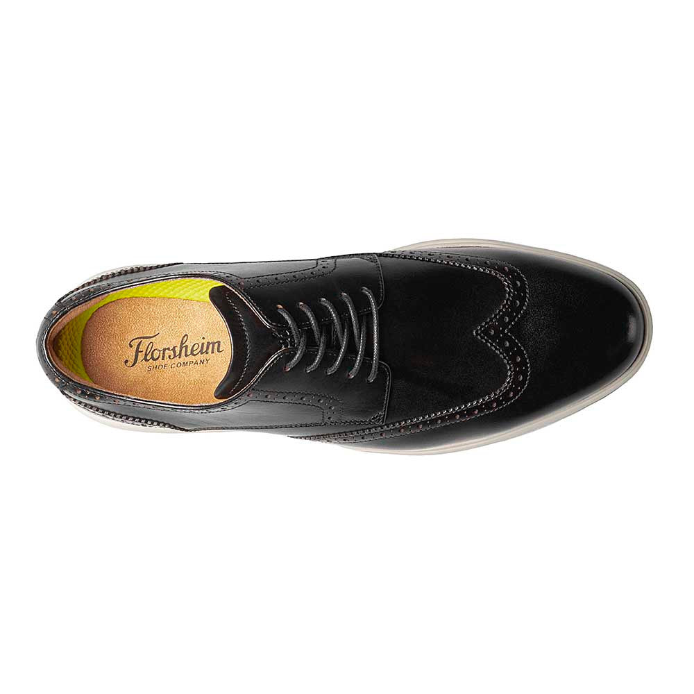 Florsheim Dash Black Smooth Leather Wingtip Derby Casual Shoes (USA Men Size)