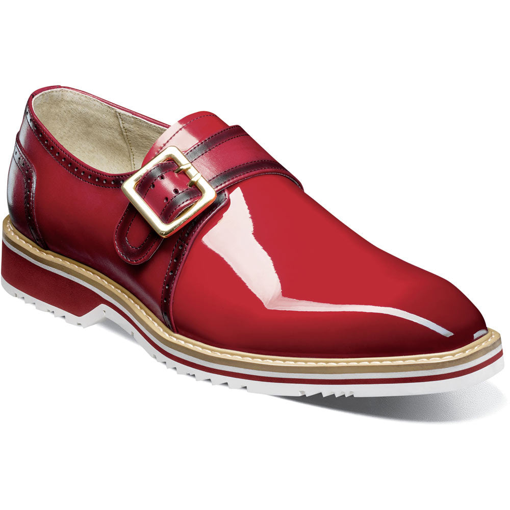 Stacy Adams Bartram Plain Toe Monk Strap in Red
