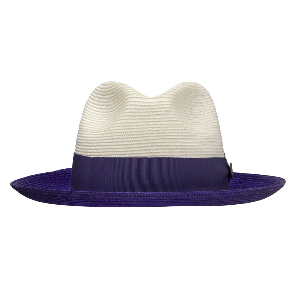 Dobbs Toledo Milan Straw Hat in Ivory/Purple