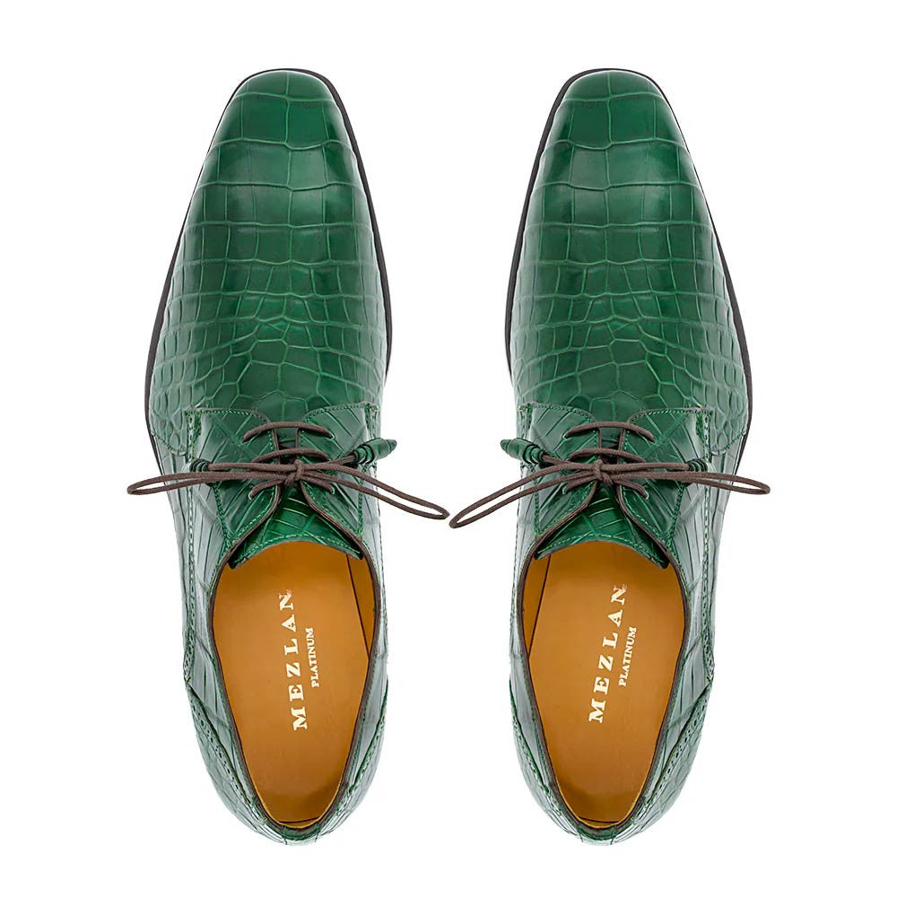 Mezlan Men's Alligator Derby Shoes in Forest