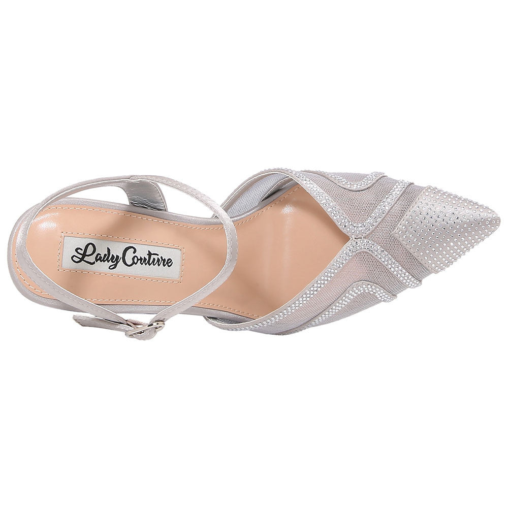 Lady Couture Gala 3.5” Sculpted Heel Pumps in Silver